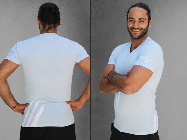 light blue mens v neck side by side FLOWIST