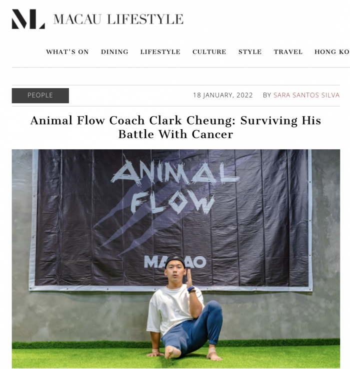 Screenshot of Macau Lifestyle magazine featuring a man performing a Front Kickthrough