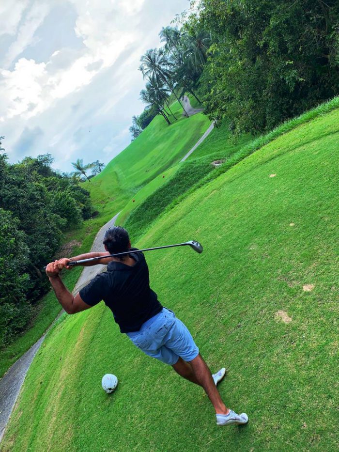 Rolf playing Golf
