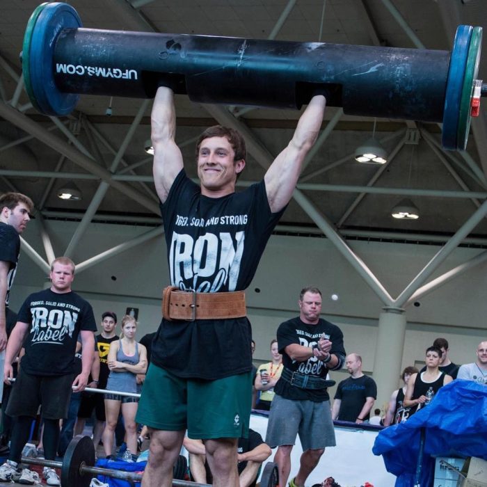 Dain Wallis lifts a Strongman log overhead