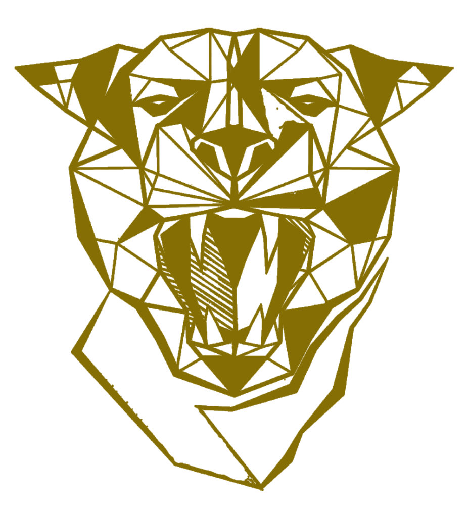 Graphic image of a gold panther head